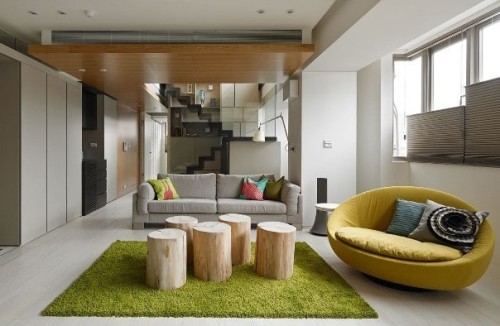 Un salón de estilo minimalista.
