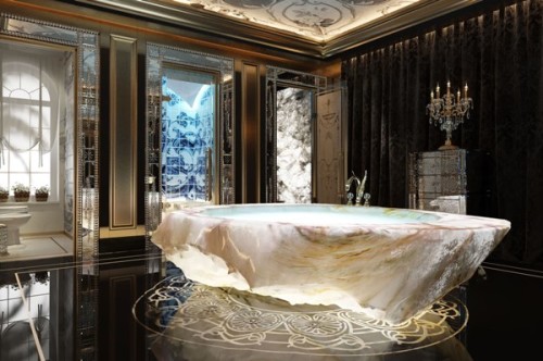 la bañera de cristal para los XXII Carats de Baldi en Dubai.